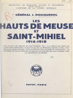 cover image of Les hauts de Meuse et Saint-Mihiel, 1914-1918